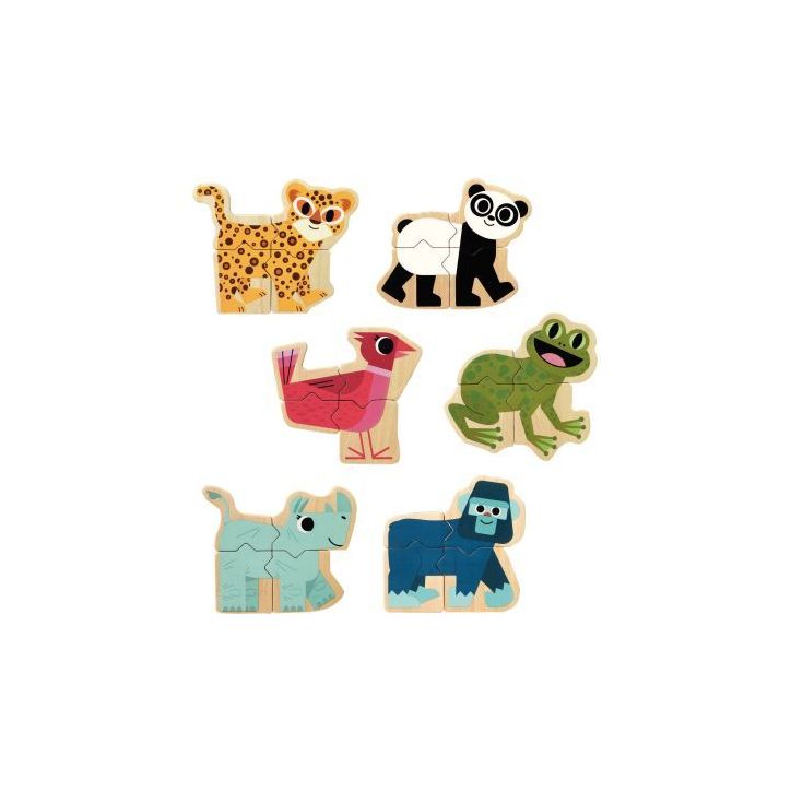 Lot de 6 puzzles magnétiques MIXANIMO, 24 pièces DJ03126 DJECO