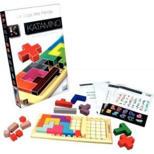 Achetez La boîte "KATAMINO" contient 20 pièces en bois, un plateau de jeu, une planche d?exemples,..