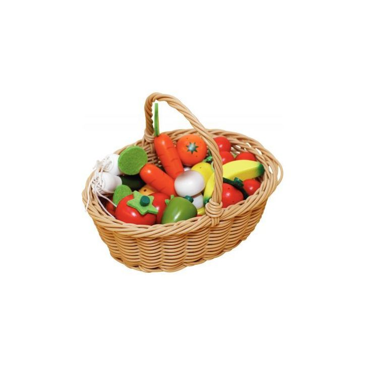 Panier de 24 fruits et légumes en bois J05620 JANOD