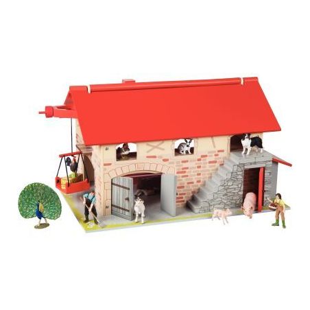 Achetez Grande ferme en bois verni et laqué avec toit ouvrant 60101 / MDS 84115 PAPO pas cher sur M..