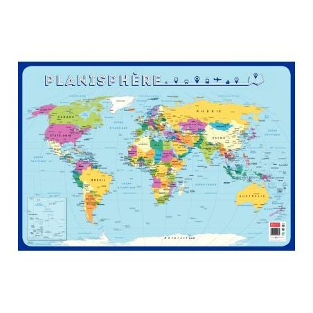 Achetez Poster Pédagogique en PVC 76x52cm - Thème La Carte du Monde PAPPOSTPLANISPHERE pas cher su..
