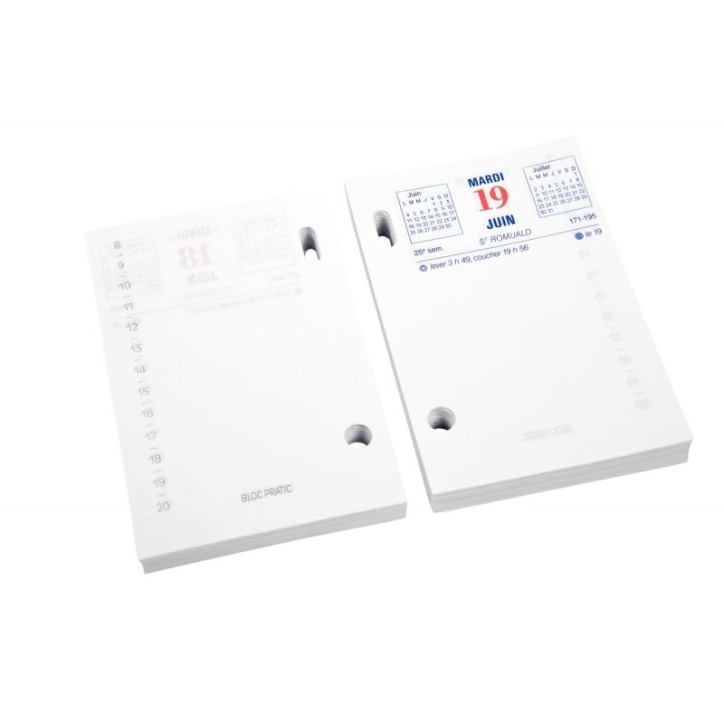 Bloc 372 feuillets éphéméride date à  droite 31121E