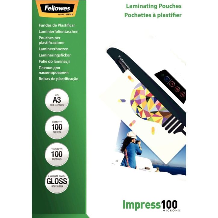 Boîte de 100 pochettes de plastification 2x100 microns A3