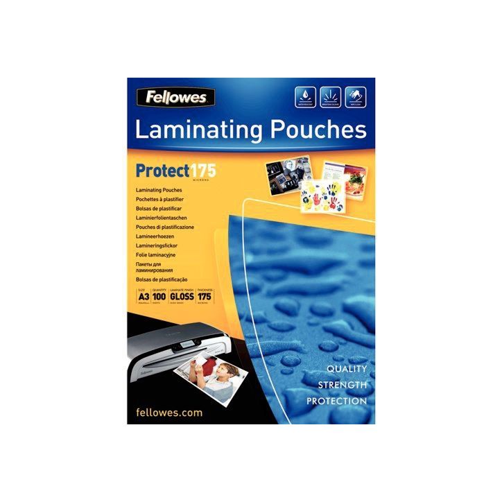 Boîte de 100 pochettes de plastification A3 175 microns 5308803 FELLOWES