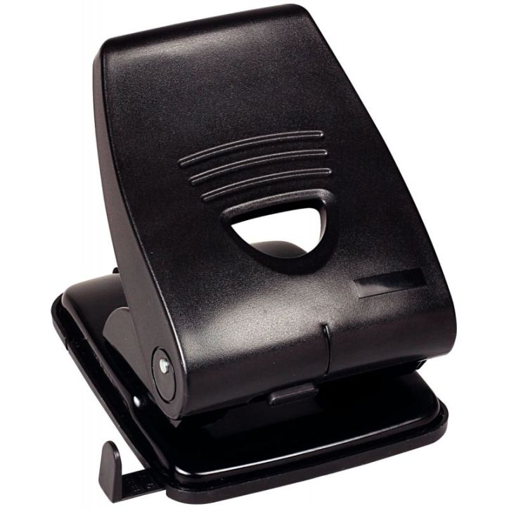 Perforateur 2 trous. Capacité 40 feuilles. Ecart 8 cm. à¸6mm. Réglette. Coloris Noir et Gris.