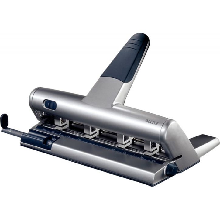 LEITZ Perforateur 4 trous capacité 32 feuilles. Coloris Gris clair et Gris foncée.