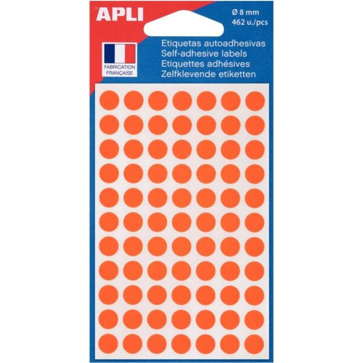 Sachet de 462 pastilles adhésives diamètre 8 mm orange 111835 AGIPA