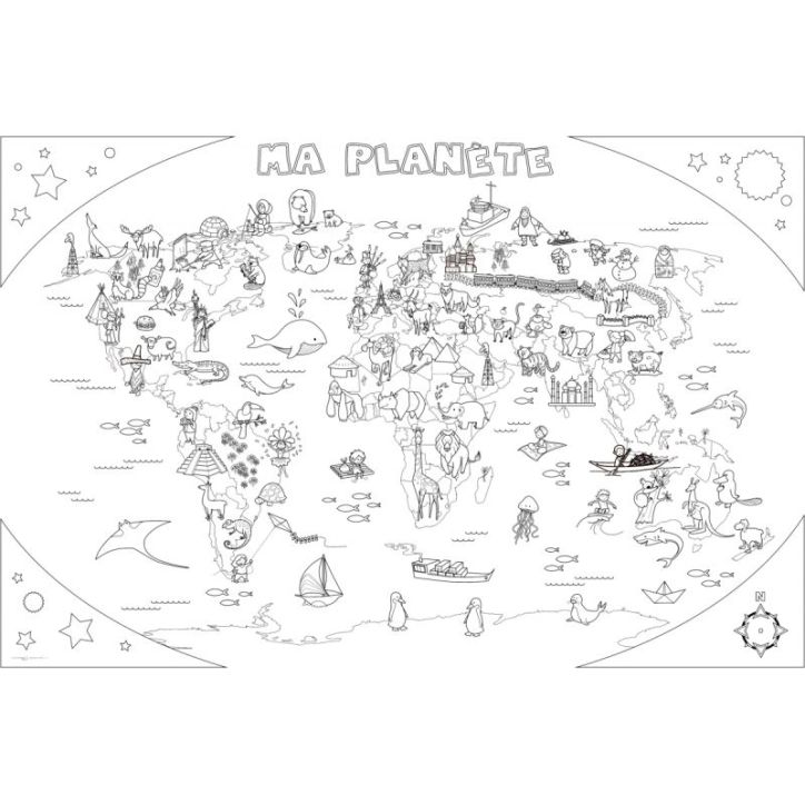 Coloriage géant thème la planète PAPCOLORGATLAS