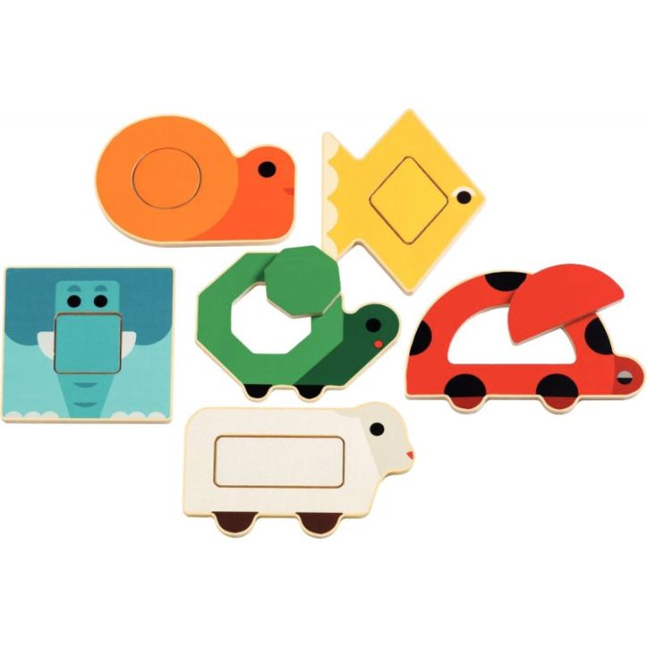 Boite de 6 puzzles d'encastrement en bois DuoBasic DJ06216 DJECO