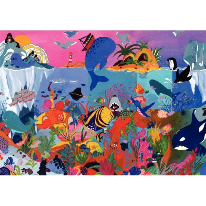 Puzzle en bois d'environ 100 pièces, sous les océans K101-100 PUZZLE MIC