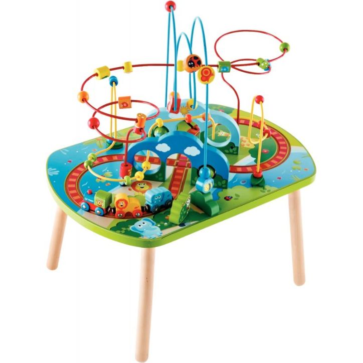 Table d'activités + train en bois E3824 HAPE