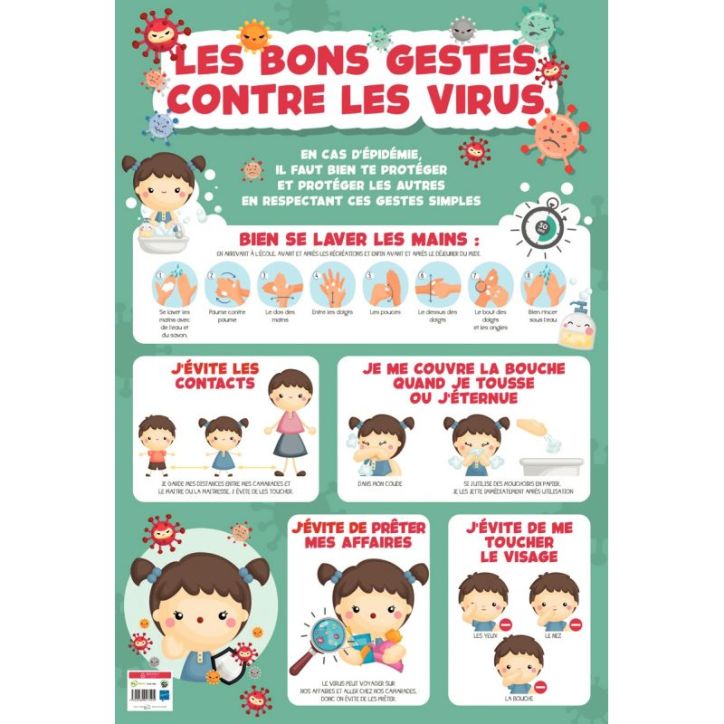 Poster en PVC 76x52 cm les gestes barrières PAPPOSTGESTBARRIER