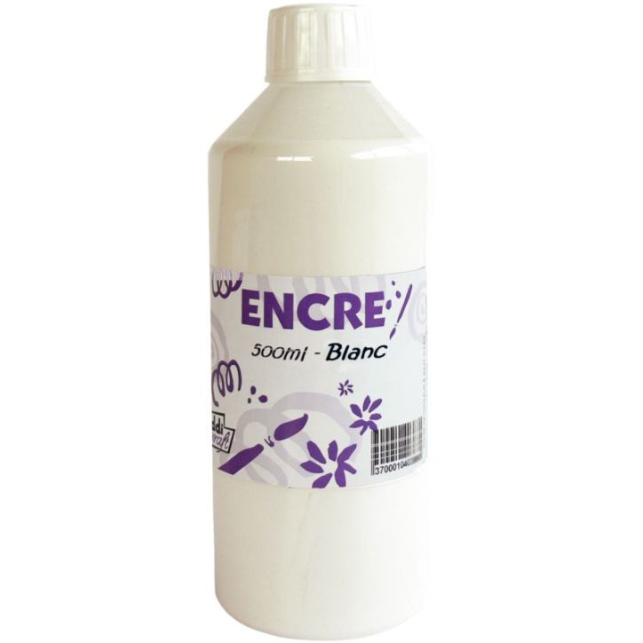 Flacon 500ml d'encre à dessiner, blanc IN00389