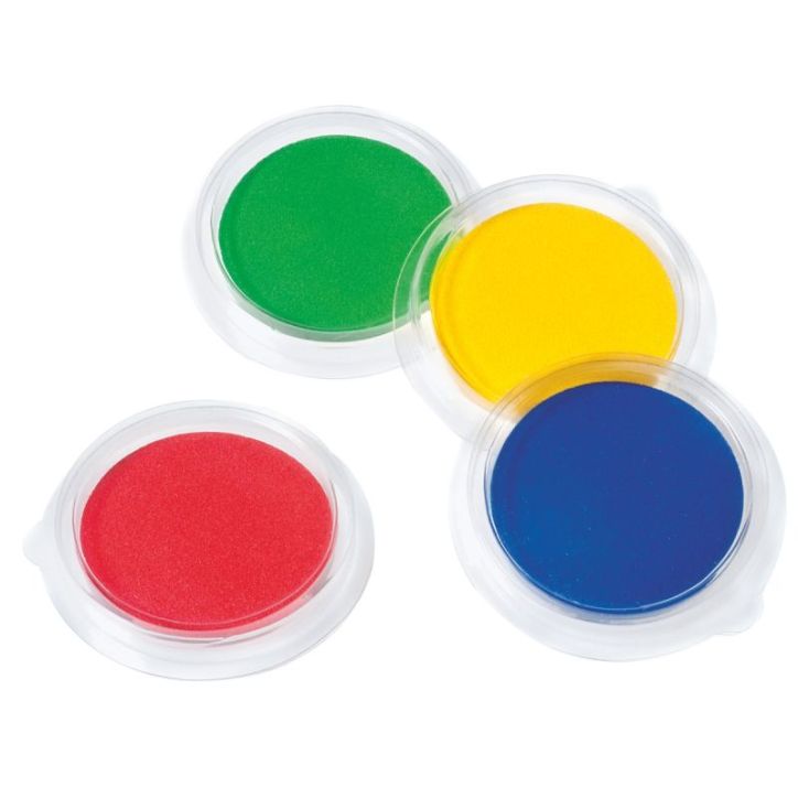 Lot de 12 encreurs, diamètre 9 cm. 4 couleurs assorties : bleu, vert, jaune et rouge ATP800083