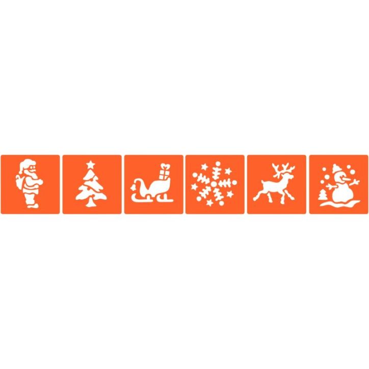 Paquet de 6 pochoirs en plastique thème Noël, lot n°1 225300