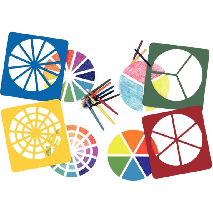 Lot de 4 pochoirs cercles et fractions 1310182 ROYLCO