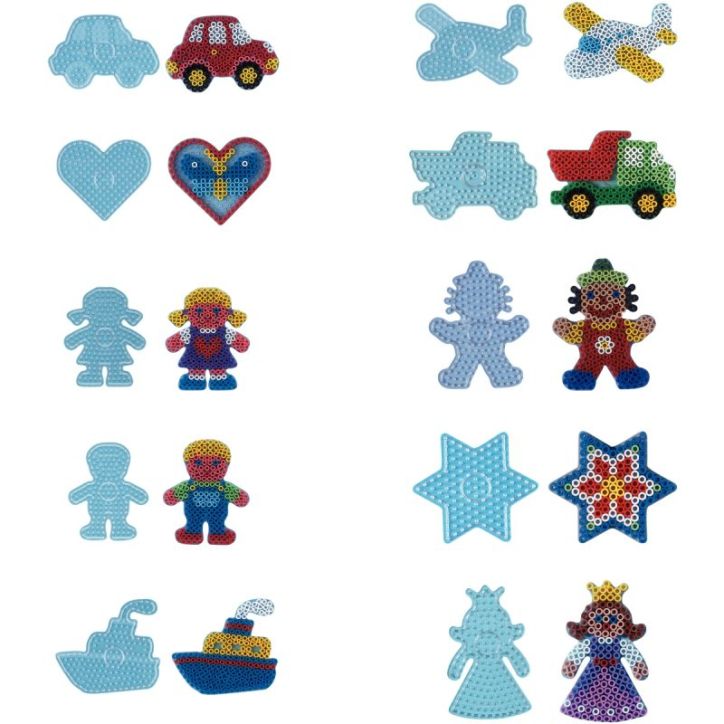 Sachet de 10 plaques préformées pour perles Hama taille maxi formes fantaisie 9008-88 HAMA