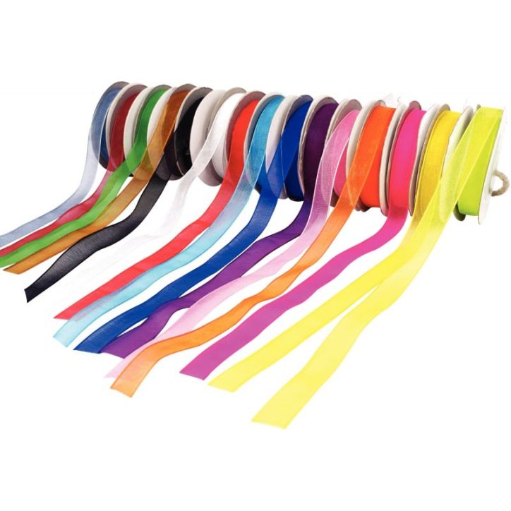 Boite de 15 rubans organza dimensions 9 mm x 10 m L734008