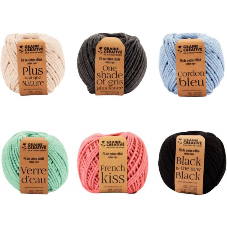 Lot de 6 bobines coton cable assortis 200397