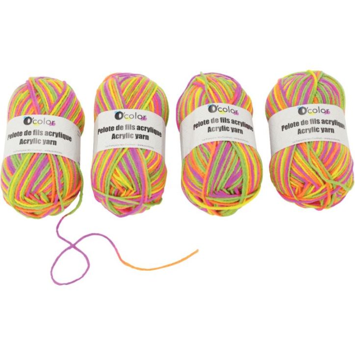 Lot de 3 pelotes de laine coloris arc en ciel, 50g 133879