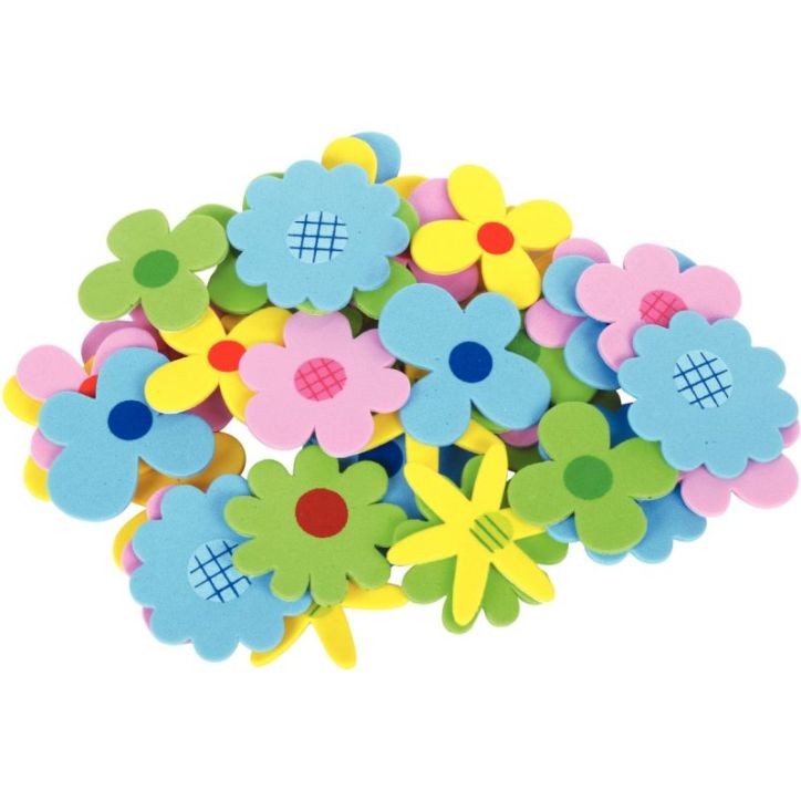 Sachet de 40 fleurs en mousse adhésive couleurs assorties 15140 AGIPA