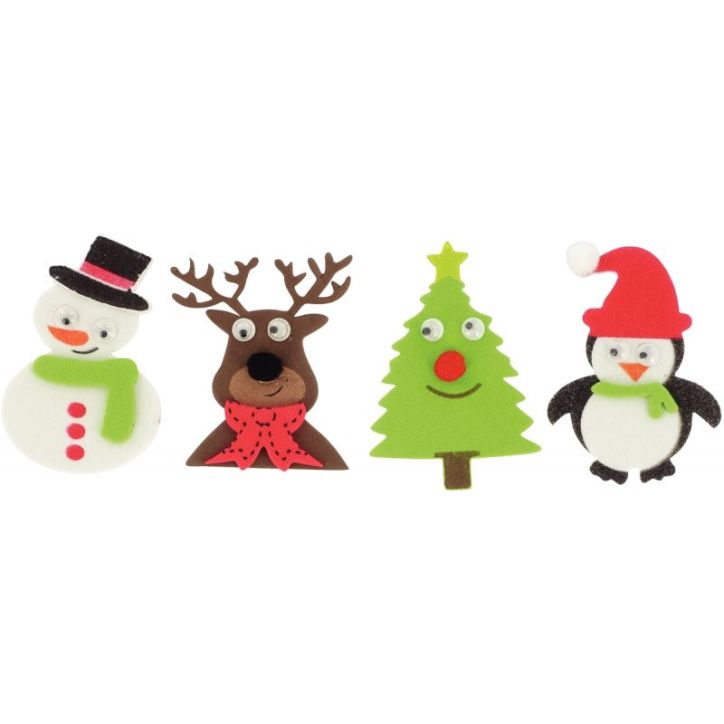 Sachet de 72 stickers caoutchouc adhésif 3D noël MAJ3693