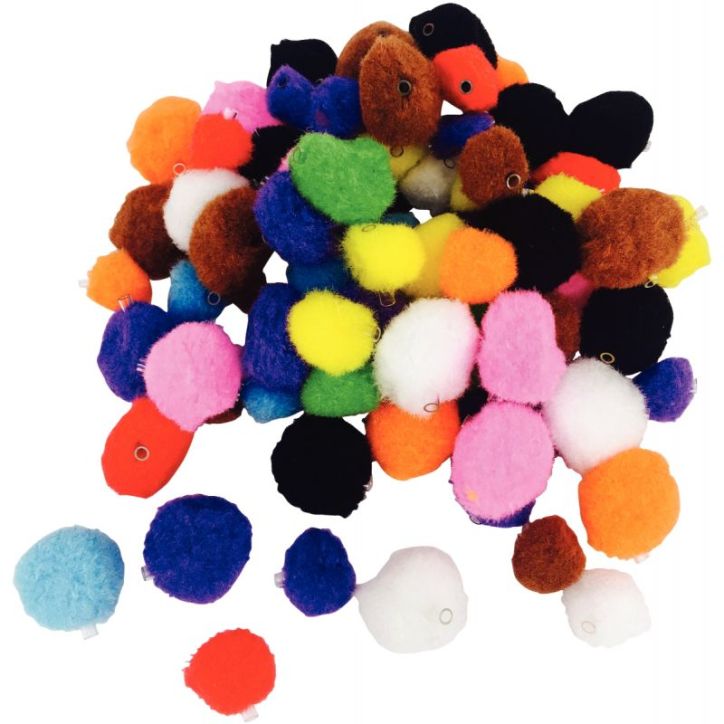 Sachet de 100 pompons à trou assortis L792919