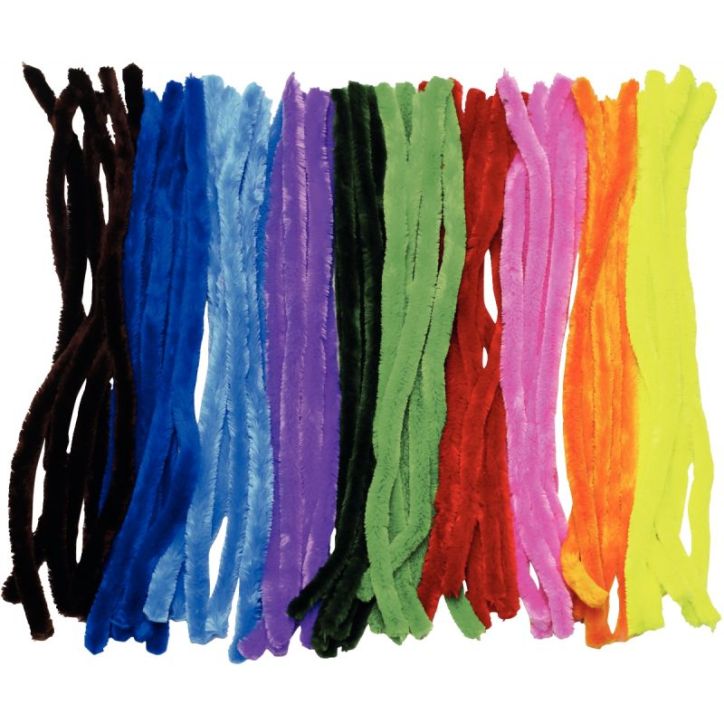 Sachet de 50 chenilles maxi, diamètre 20 mm et longueur 50 cm coloris assortis 2144