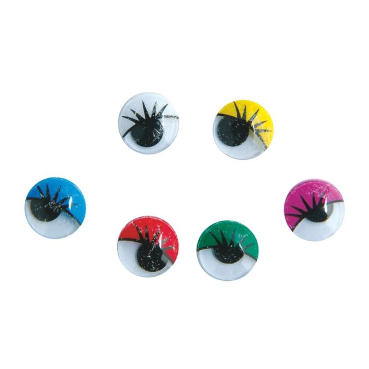 Sachet de 100 yeux mobiles à coller avec cils diamètre 10 mm 89013