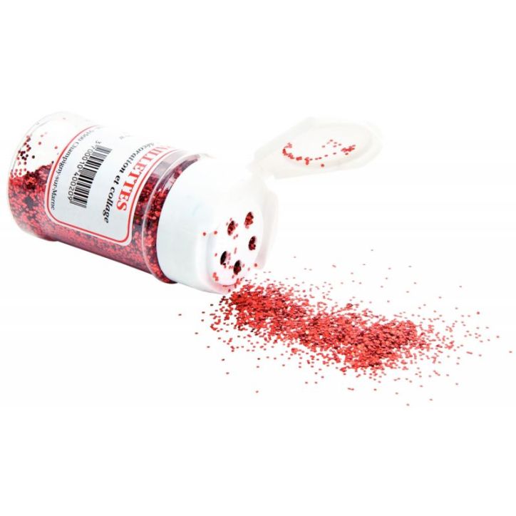 Pot de 60 g de paillettes scintillantes rouge MFB98-RG