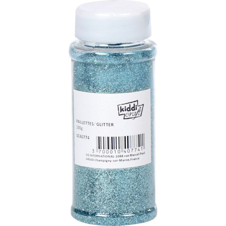 Salière de 100 grammes de poudre scintillante bleu ciel SC40774