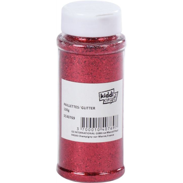 Salière de 100 grammes de poudre scintillante rouge SC40769