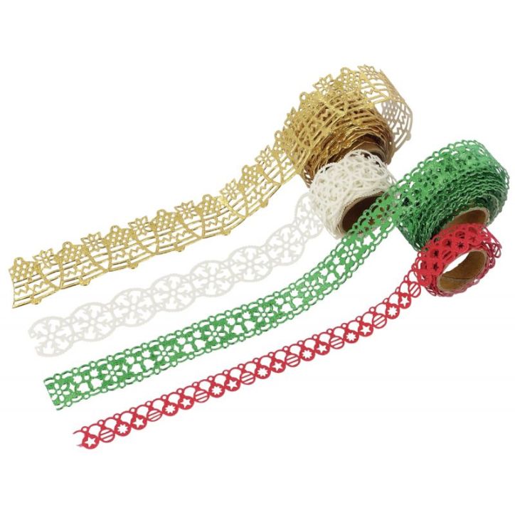 Lot de 4 rouleaux de ruban papier adhésif thème Noël 13804