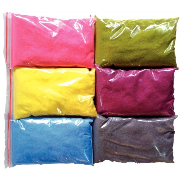 Lot de 6 sacs de 500 grammes de sable coloré pastel + 6 salières vides ASC6500PASSAL