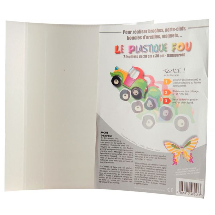 Pochette de 7 feuilles de plastique fou 20x30 cm transparent POC7FPFTRANS_01/48043