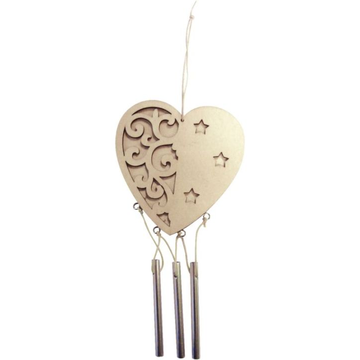 Lot de 5 carillons en bois forme coeur 103440