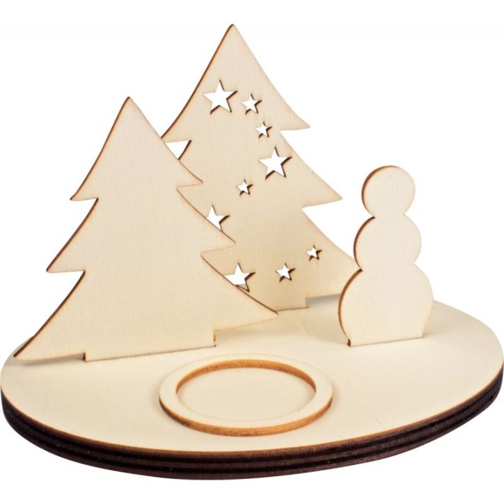 Bougeoir scène de Noël en bois 2086