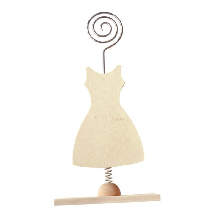 Lot de 6 porte-photos en bois forme robe 103072