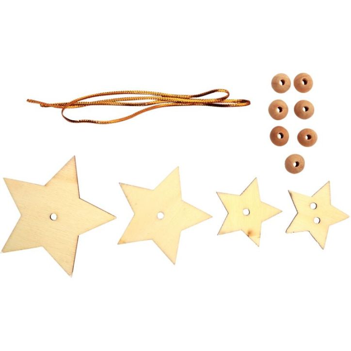 Lot de 10 suspensions étoiles 3D en bois 100392 GRAINE CRE