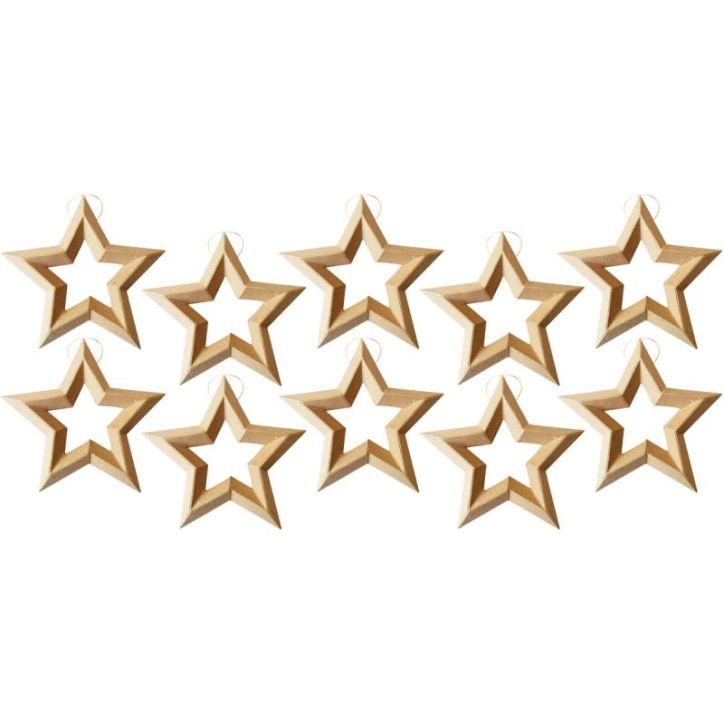 Lot de 10 étoiles avec un trou à suspendre 650611