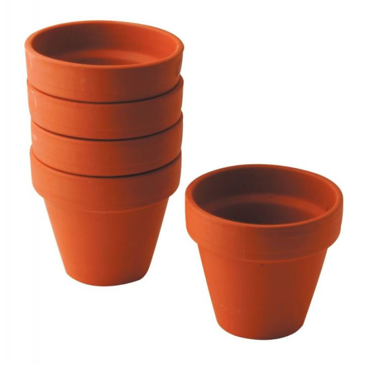 Lot de 5 pots en terre cuite, diamètre 9 cm 2160