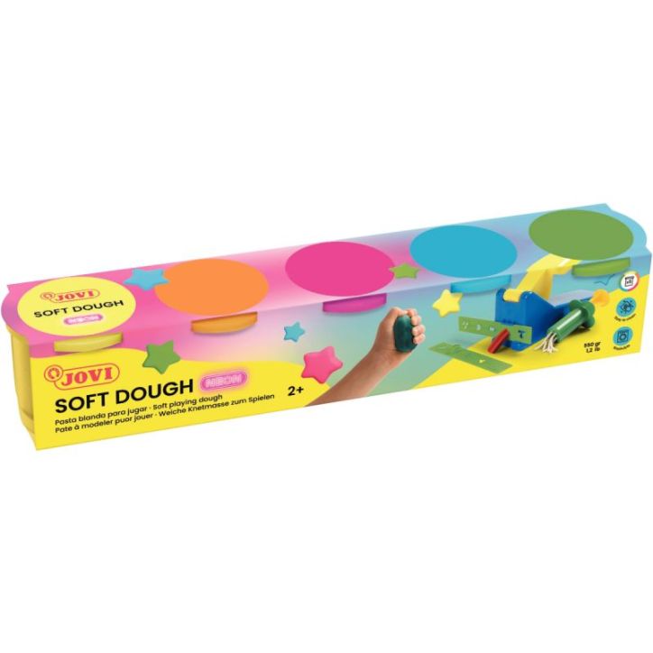 Set de 5 pots de 125 grammes de pâte à jouer blandiver couleurs fluo assorties 405 F JOVI