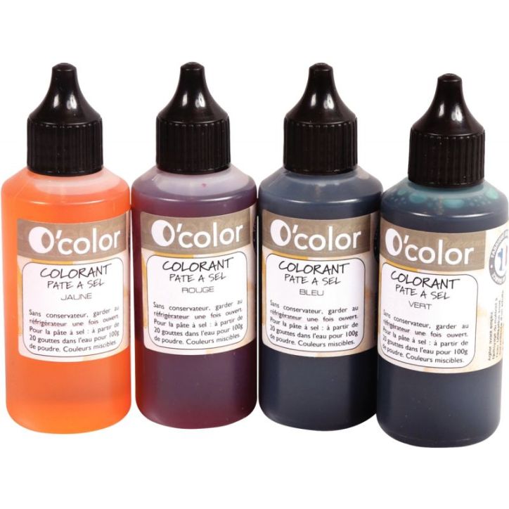Boîte de 4 flacons de 60ml de colorant pour pâte à sel CAL4X60PET_01/39929 O'COLOR