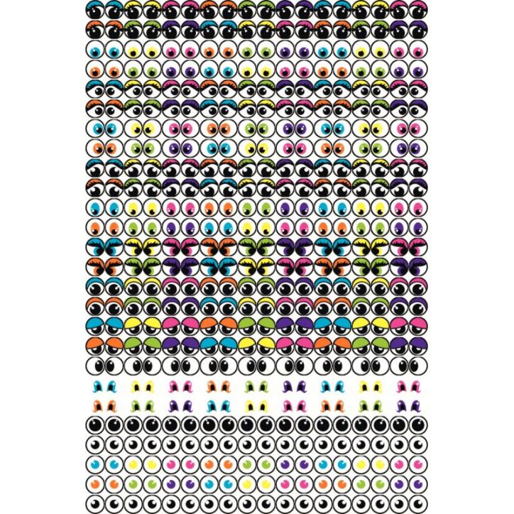 Pochette de 594 gommettes yeux adhésives assorties, repositionnables 189980