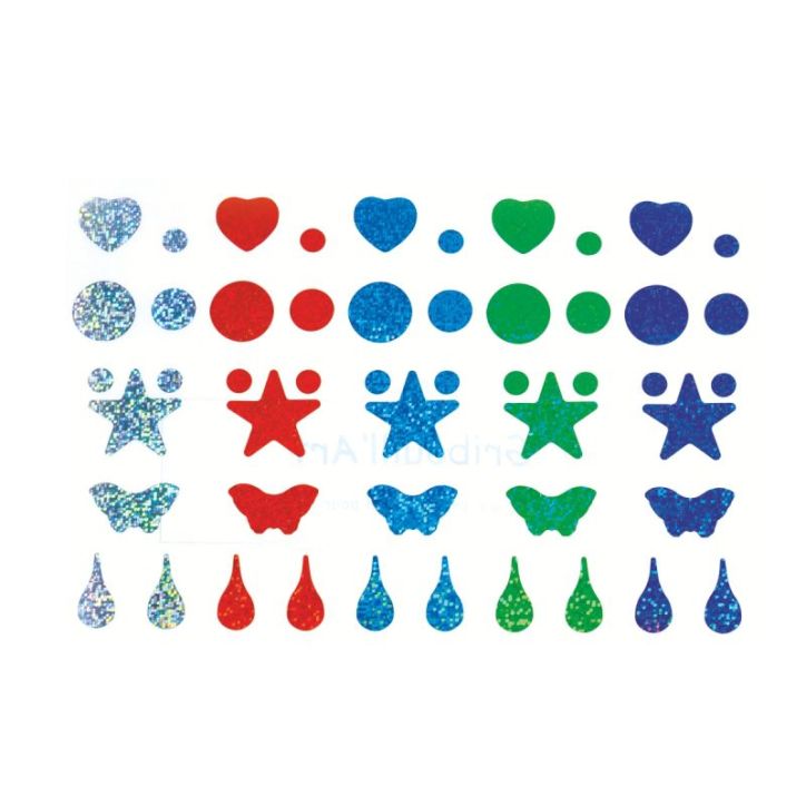 Blister de 575 gommettes holographiques assorties MAJ/H