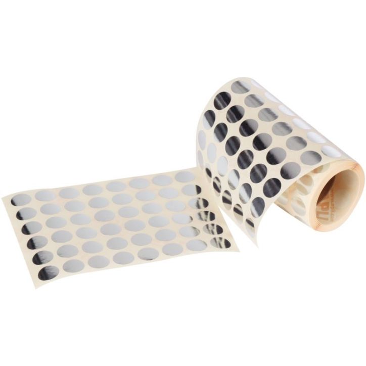 Rouleau de 2832 gommettes adhésives rondes diamètre 15 mm, couleur argent 11630 AGIPA