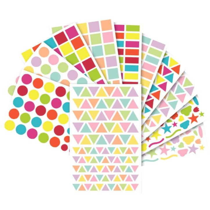 Blister d'environ 1348 gommettes géométriques et fantaisies assorties AE064 O MAILDOR CLAIREFONTAINE