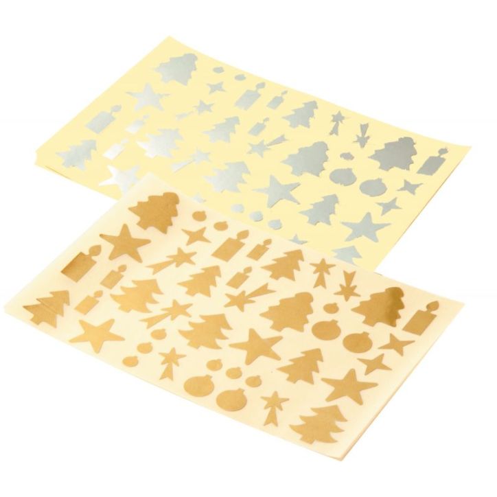 Pochette de 440 gommettes adhésives métallisées modèle fête, coloris or et argent GAFET/10