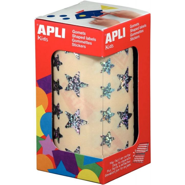 Rouleau de gommettes étoiles holographique argent 11635 AGIPA