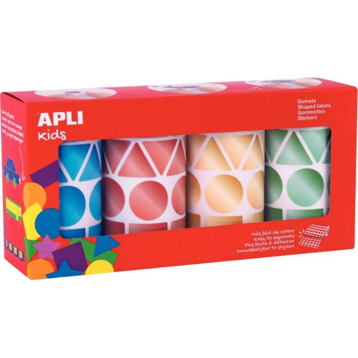 Lot de 4 rouleaux gommettes géométriques métallisées assorties 19191 AGIPA